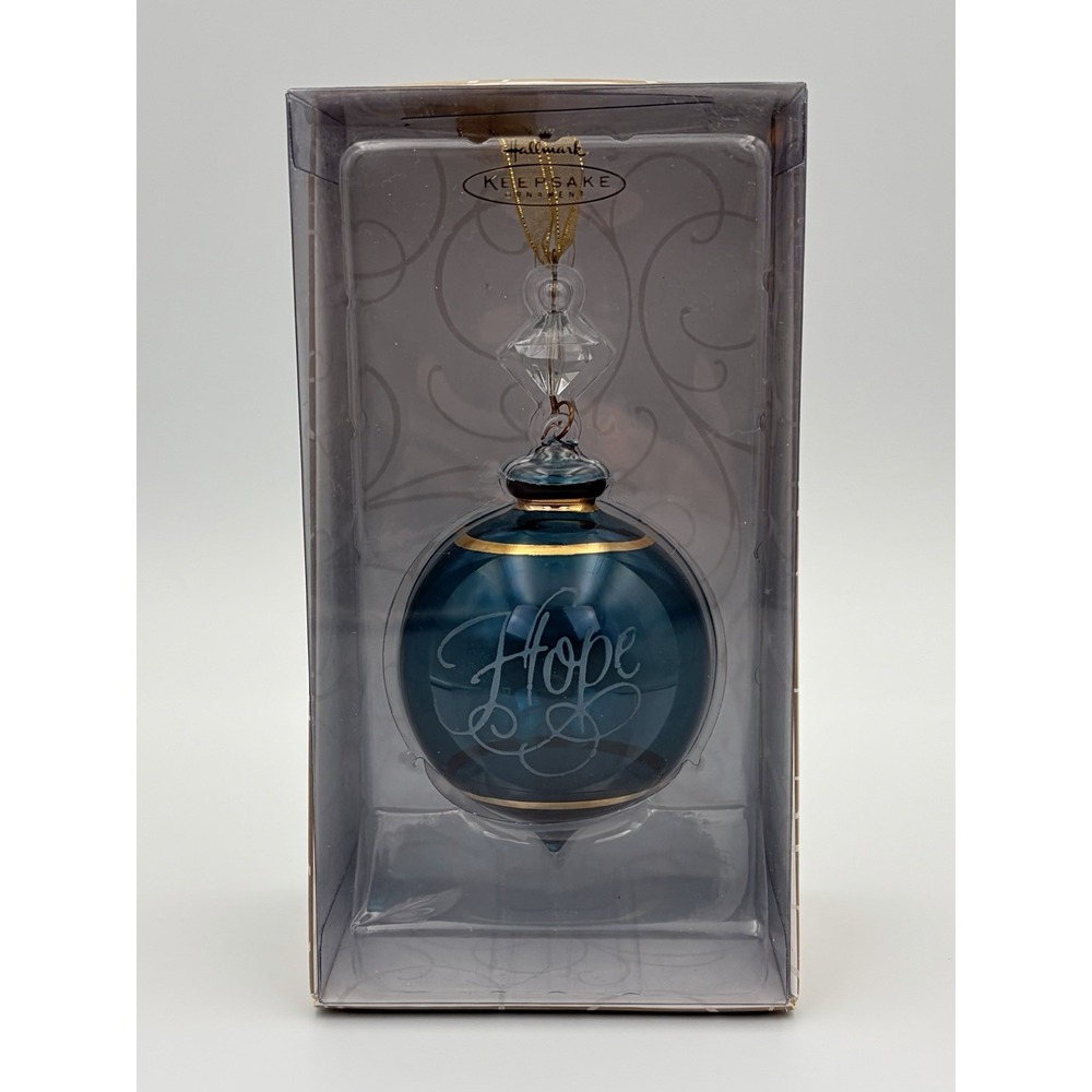 Hallmark Keepsake Ornament Perfect Harmony Etched Glass Blue Gold 2002 Vintage